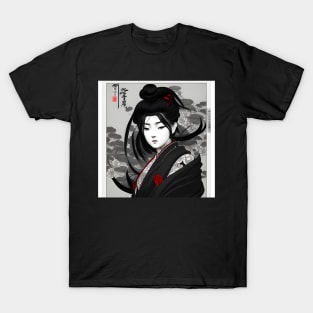 Beaux Animes Art, Ukiyo-e Japanese Anime Girl with traditional uniform  Illustration Design T-Shirt